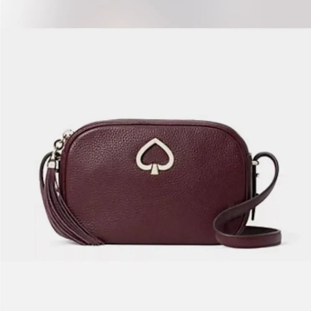 Kate Spade NY Kourtney Burgundy/Maroon/Wine Leather Camera Crossbody Bag